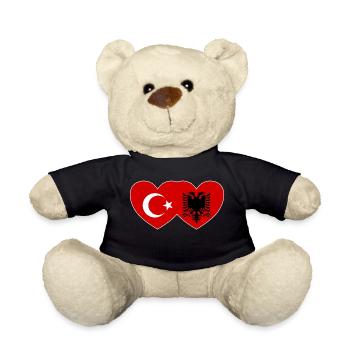 Türkei Albanien Flagge Herz vereint - Teddy - Schwarz - Vorne