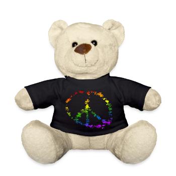 Peace Drawing Freedom Rainbow Colors 3 - Teddy Bear - black - Front