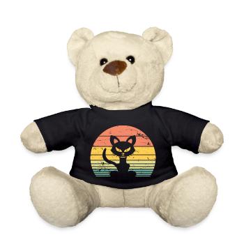 Cute Cat Retro Silhouette Cat Lover & Owner Gift - Teddy Bear - black - Front