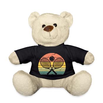 Retro Tennisschläger Tennisspieler Tischtennis Spiel - Teddy - Schwarz - Vorne