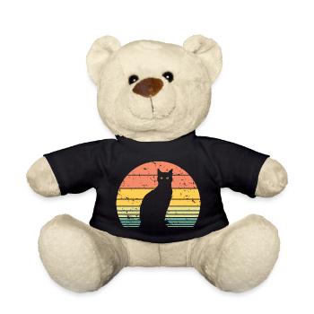 Cute Cat Retro Silhouette Cat Lover & Owner Gift - Teddy Bear - black - Front