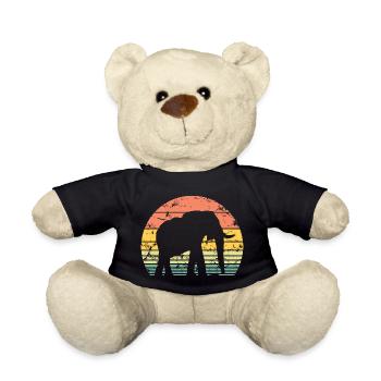 Elephant Retro Silhouette Wildlife Elephant Lover - Teddy Bear - black - Front