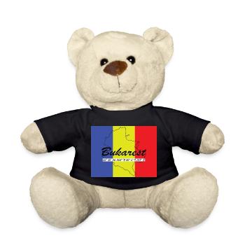 Bukarest - Hauptstadt mit GPS & Flagge - Teddy - Schwarz - Vorne