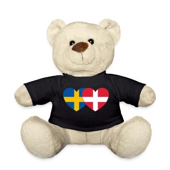 Suède Danemark Drapeau Coeur - Nounours - noir - Devant