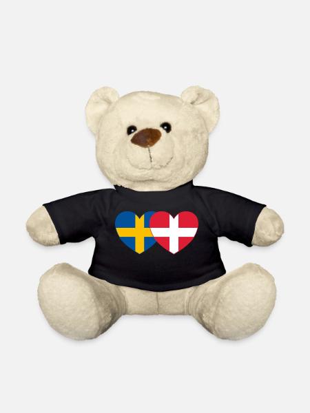 Schweden Dänemark Flagge Herz - Teddy - Schwarz