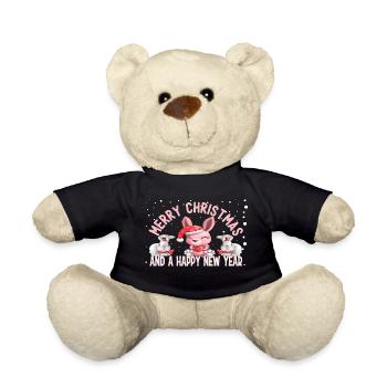 Joyeux Noël et une bonne année Lapins mignons - Nounours - noir - Devant