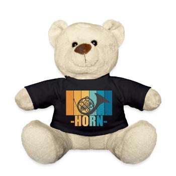 Horn Vintage Musiker Instrument Geschenk - Teddy - Schwarz - Vorne