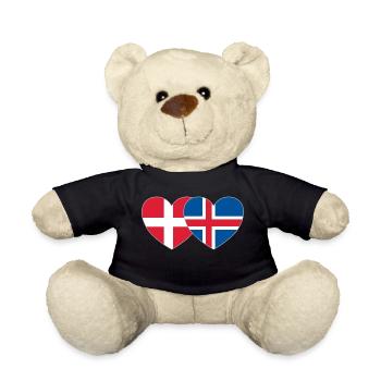 Denmark Iceland Flag Heart - Teddy Bear - black - Front