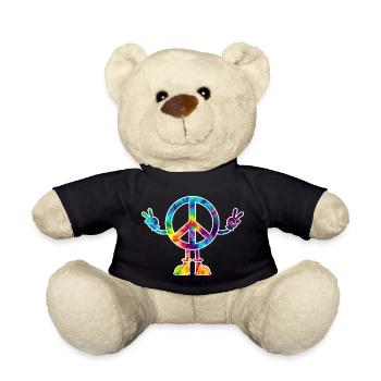 Peacezeichen Friedenszeichen tie dye - Teddy - Schwarz - Vorne