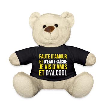 alcool, alcool humour, faire la fête - Nounours - noir - Devant