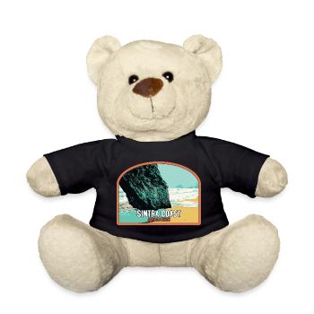 Illustration of Adraga Beach, Sintra Portugal - Teddy Bear - black - Front