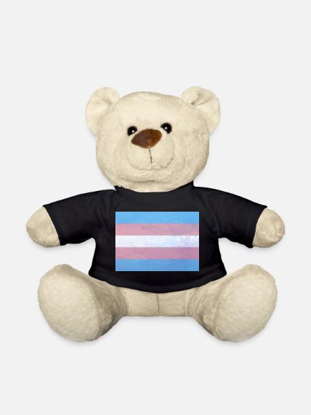 Trans Pride Flag - Teddy Bear - black