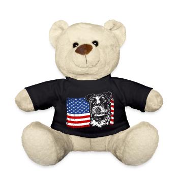 Jack Russell Terrier America Flag Dogs Wilsigns - Teddy Bear - black - Front