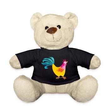 Rooster Farm Kids Colorful Farmer Farm Chef - Teddy Bear - black - Front