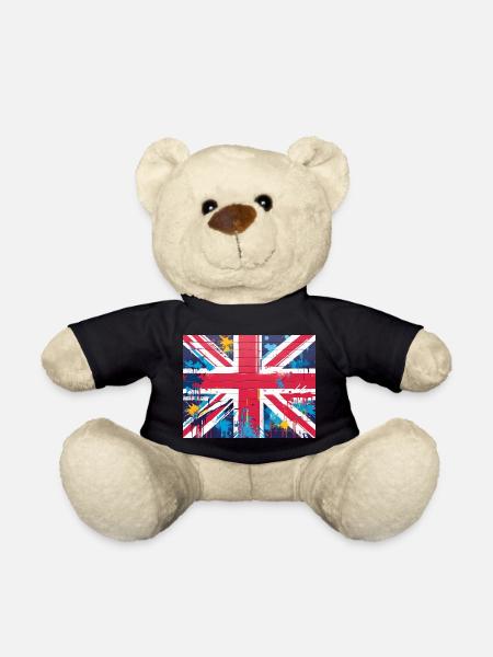 British Flag Graffiti Art - Teddy Bear - black