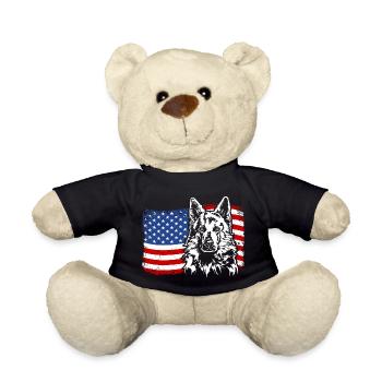 Weisser Schweizer Schäferhund Amerika Fahne Hunde - Teddy - Schwarz - Vorne
