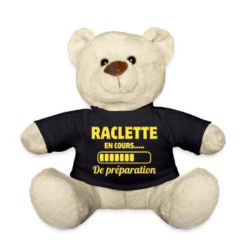 raclette, fromage fondu, station de ski - Nounours - noir - Devant