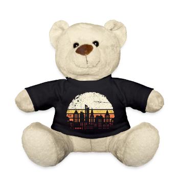 Retro Sonnenuntergang Stadt Silhouette - Teddy - Schwarz - Vorne