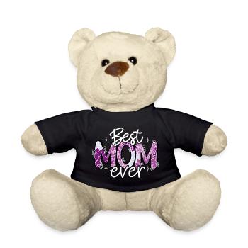 La meilleure maman de tous les temps fleurs fête des mères lettrage amour maman - Nounours - noir - Devant