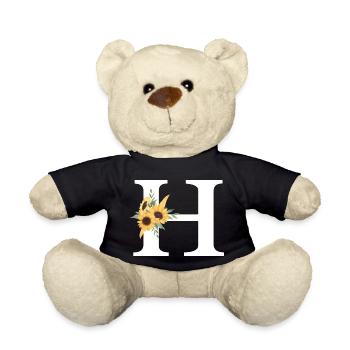 Lettre h floral tournesol - Nounours - noir - Devant