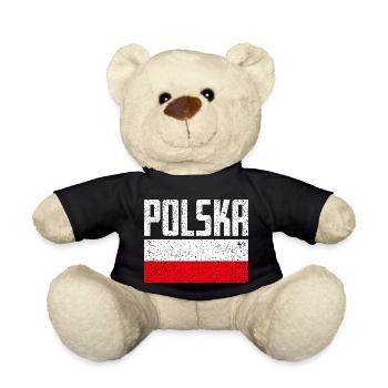 Poland Fan Item Grunge Flag Gift - Teddy Bear - black - Front