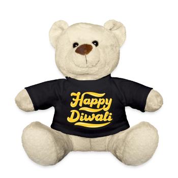 Happy Diwali | Diwali | Art 02 - Teddy Bear - black - Front