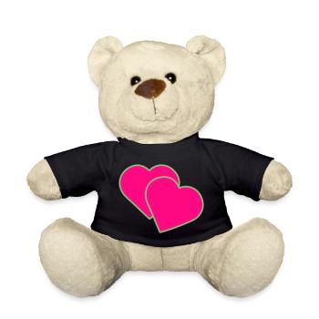 Two hearts - Teddy Bear - black - Front
