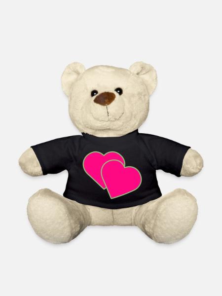 Zwei Herzen - Teddy - Schwarz