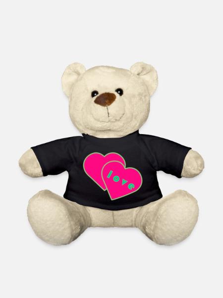 love hearts - Teddy Bear - black