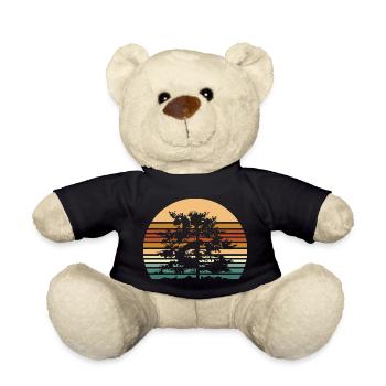 Forest illustration with retro colors vintage tree - Teddy Bear - black - Front