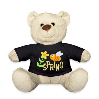 Fröhliche Bienchen mit Blumenmotiv - Teddy - Schwarz - Vorne
