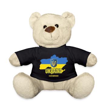 Drapeau ukrainien, fierté ukrainienne - Nounours - noir - Devant