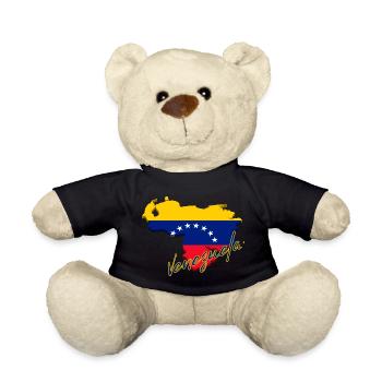 Karte der Flagge Venezuelas, Venezolanischer Stolz - Teddy - Schwarz - Vorne