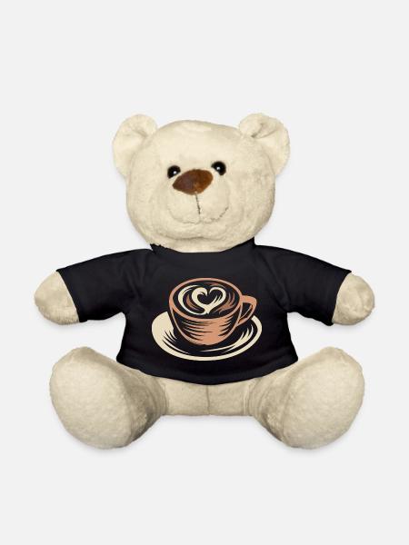 Stylisierte Kaffeetasse mit Latte Art Herz - Teddy - Schwarz