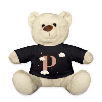 Lettre p nuages étoiles - Nounours - noir - Devant