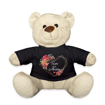 Brautteam Goldenes Herz Blumen - Teddy - Schwarz - Vorne