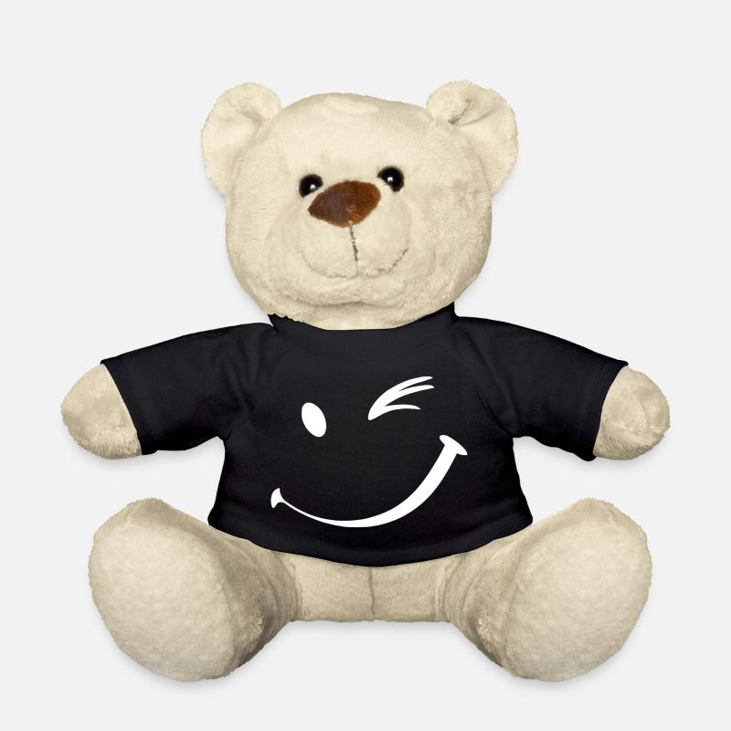 Zwinkerndes Gesicht, zwinkerndes Lächeln - Teddy - Schwarz