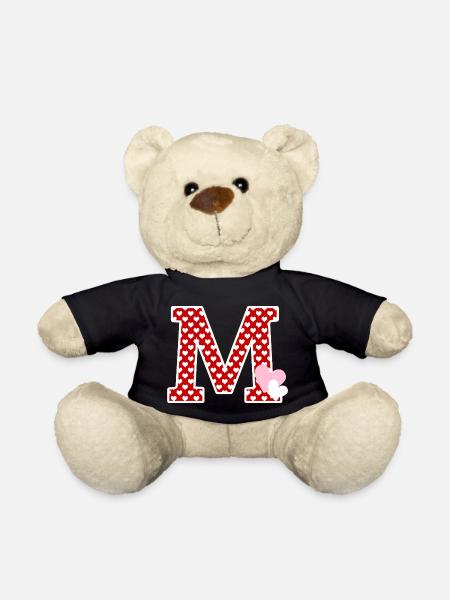 Buchstabe m Herz - Teddy - Schwarz