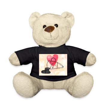 Motif de coeur avec dessin au trait Tasse à café amoureuse - Nounours - noir - Devant