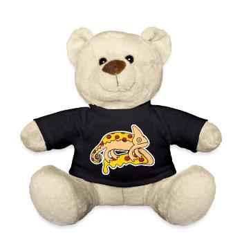 Funny-chameleon-iguana-pizza-motif - Teddy - Schwarz - Vorne
