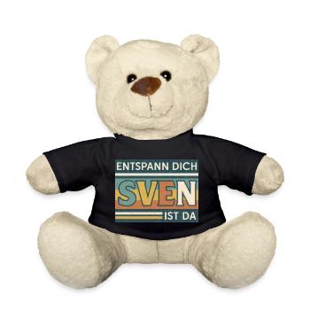Entspann dich – Sven ist da! Retro Spruch - Teddy - Schwarz - Vorne