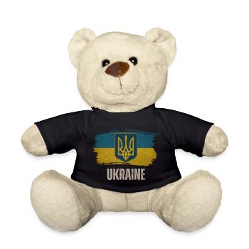 Drapeau de l’Ukraine, j’aime l’Ukraine - Nounours - noir - Devant