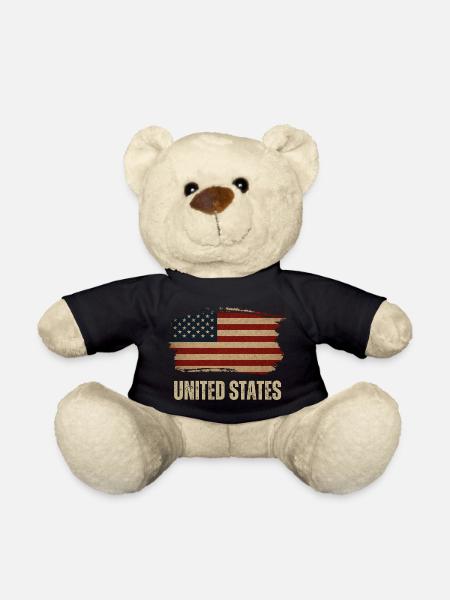 Grunge flag of America, proud American - Teddy Bear - black