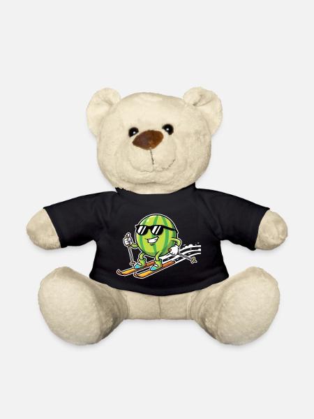 Watermelon on skis with sunglasses - Teddy Bear - black