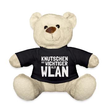 Knutschen ist wichtiger als WLAN – Lustiger Spruch - Teddy - Schwarz - Vorne