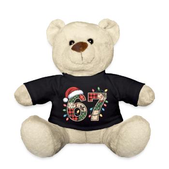 Lustige Xmas Zahl 67 mit Lichterkette - Teddy - Schwarz - Vorne