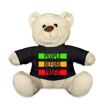 Logo de l’activisme People Before Profit Justice - Nounours - noir - Devant