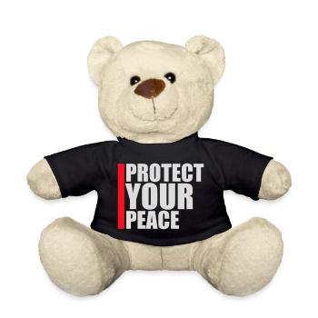 Protect Your Peace Mental Health Mindfulness - Teddy Bear - black - Front