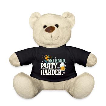 Ski Hard Party Harder Après Ski Spruch - Teddy - Schwarz - Vorne