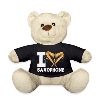 I love saxophone saxophonist - Teddy Bear - black - Front